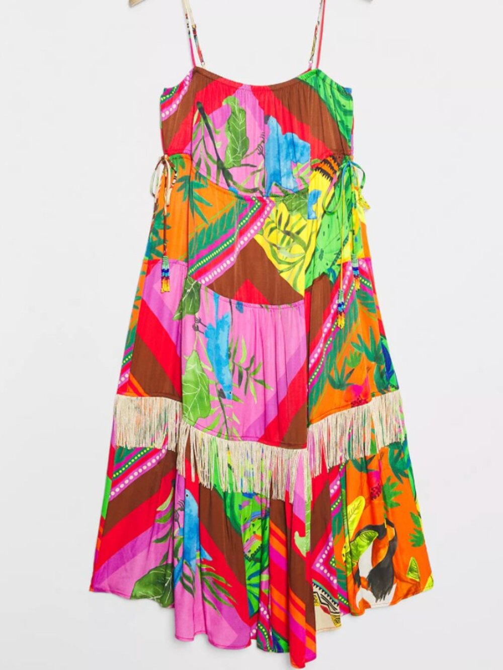 Farm Rio Palila Fringed Midi Dress - Size XS